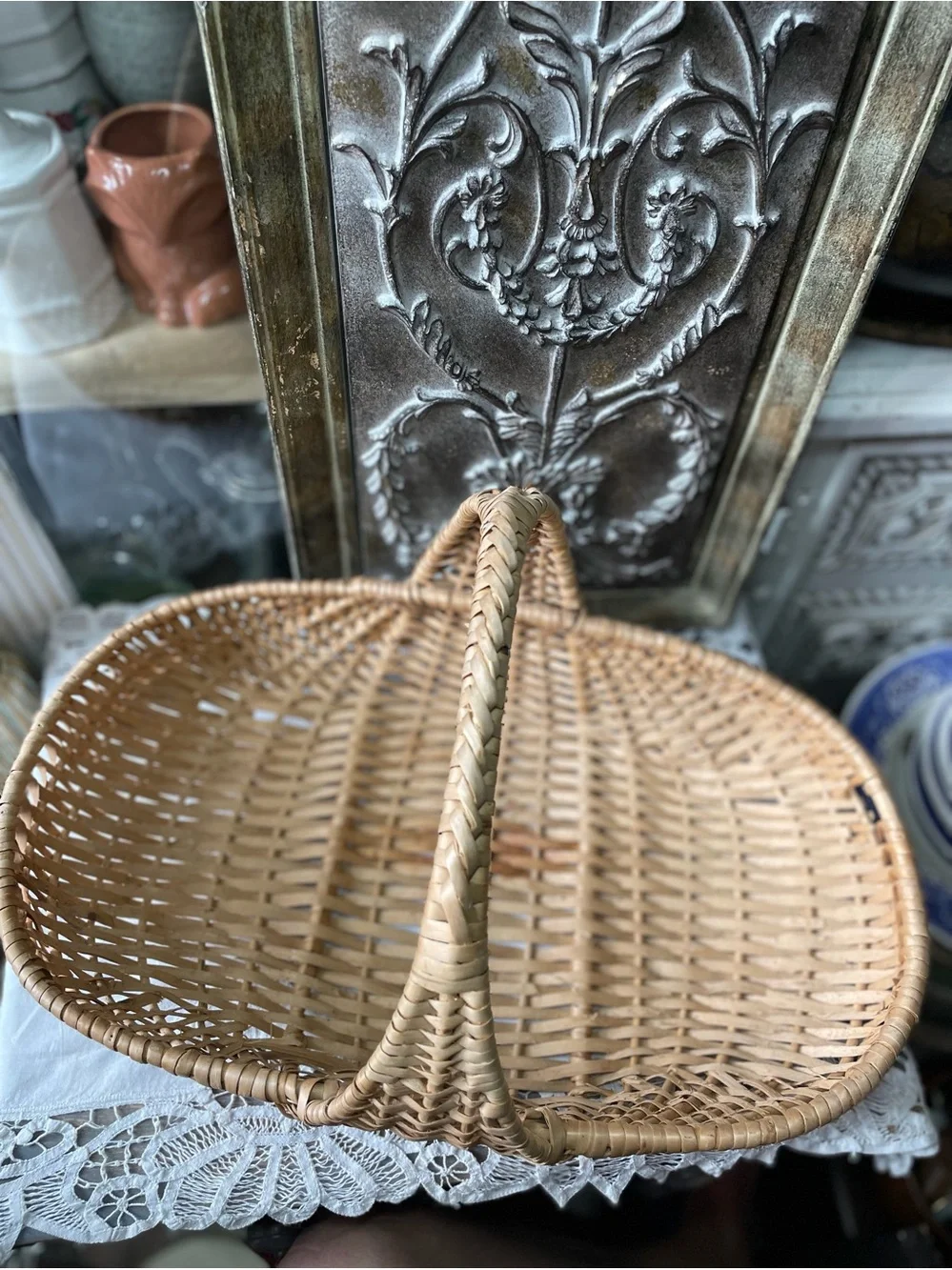 Natural Woven Rattan Handled Basket - Home Accents